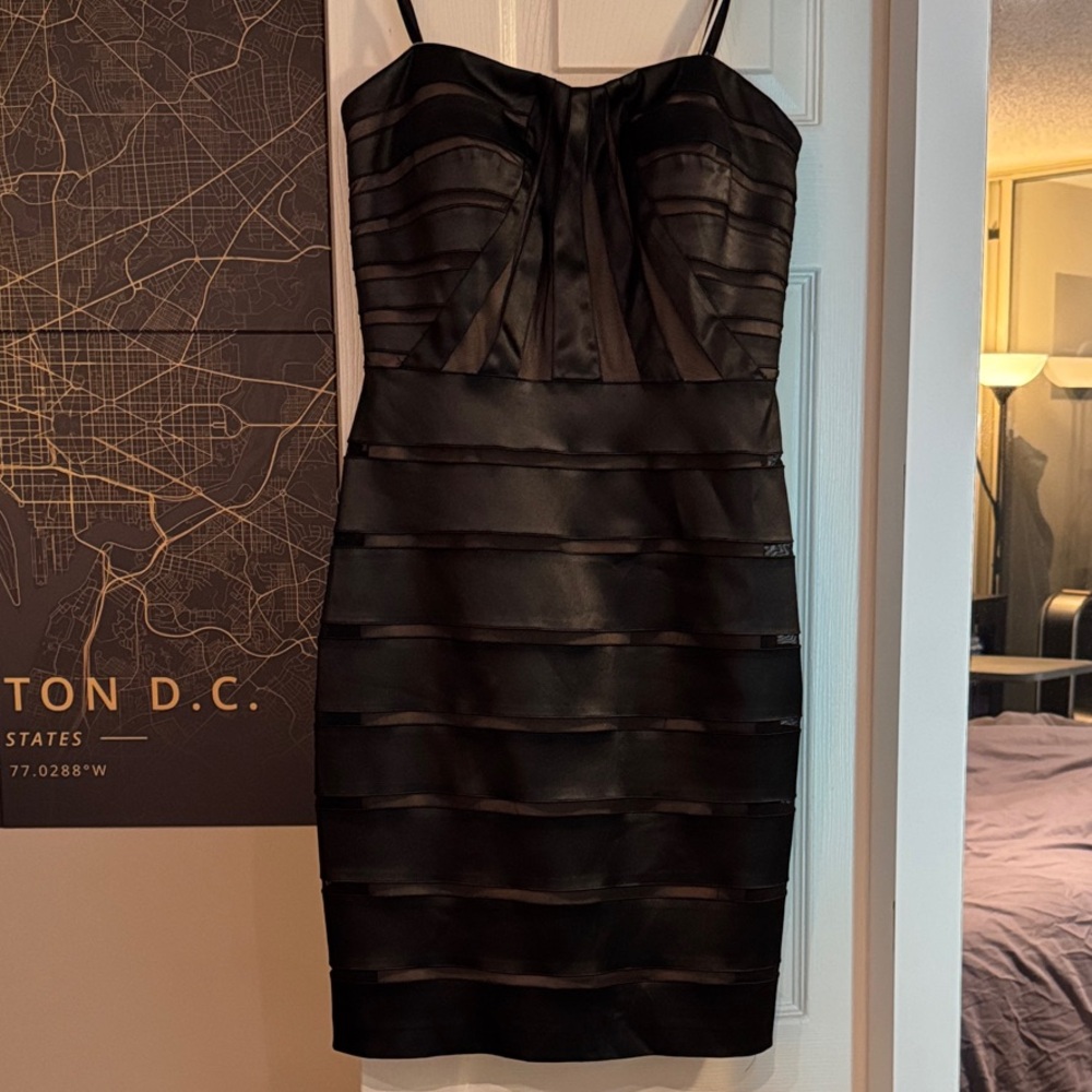 Betsy & Adam Black Strapless Mini Dress Cocktail Dress Size 4